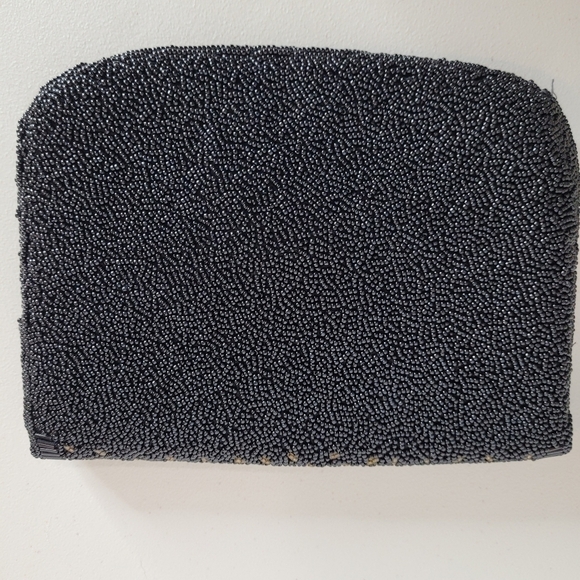 Magid Black and Gold Beaded Evening Bag with Shoulder Strap - Picture 2 of 8